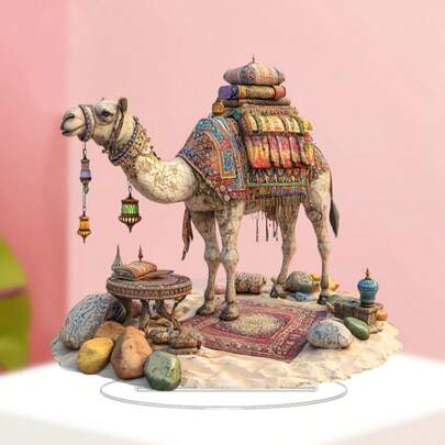 1pc Classic Acrylic Exotic Camel Figurine - Suitable For Home, Office, Store Desktop Decor - Desert Theme - Multipurpose Decor, Ideal For Holiday Gifts
