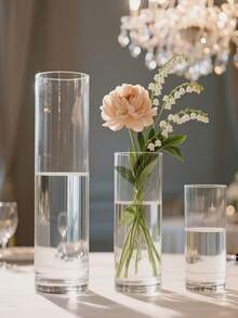 24pcs Transparent Cylinder Vase Set, Glass Vases For Centerpiece Decoration, Modern Floating Candle Holders, Hurricane Candle Holders For Wedding Table Decor - Clear - View 12