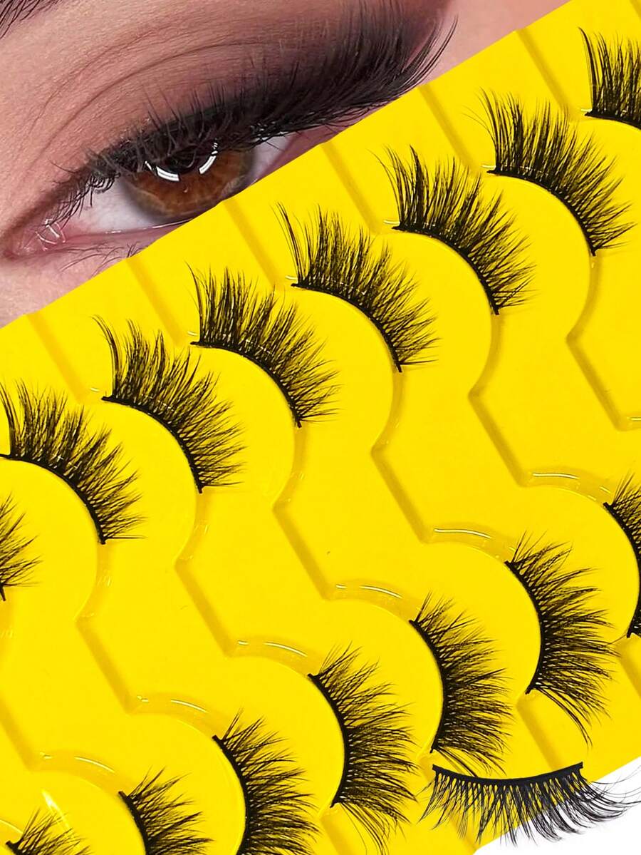 10 Pairs False Eyelashes Natural Half Lashes Cat Eye Clear Band Lashes Fluffy Wispy 3D Faux Mink Lashes Pack Soft Strips Fake Eyelashes-Suitable For Role Playing, European And American Style Extended False Eyelashes - Half Eyelashes - View 1