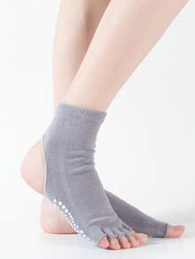 جوارب اليوغا ذات الكعب العالي المفتوح من الأمام مع نقاط السيليكون، جوارب موضة مريحة وقابلة للتنفس ومانعة للانزلاق للرقص والباليه والرياضة - متعدد الألوان - مشاهدة 13