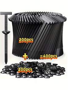 400/200条重型自锁式扎带，黑色塑料锁头 - 抗紫外线，高强度尼龙扣，多用途整理和固定 - 尼龙扎带 - 多功能塑料快拆扣，适用于 - 彩色 - 查看 3