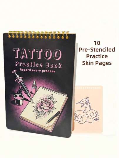 10pcs/Book Tattoo Practice Skin Pad, For Tattoo Practice Recording And Pattern Testing