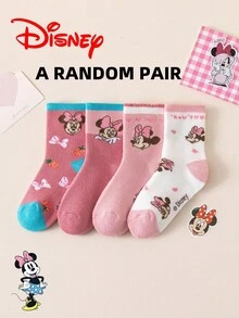 Disney 8/4 双正品儿童袜子，可爱卡通米妮图案，加厚保暖毛巾袜，适合女孩，韩版卡通袜子，适合男孩冬季穿着，透气婴儿及学生袜，地板袜
