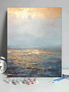1pc Abstract Golden Sunset Ocean DIY Oil Painting By Numbers Canvas Painting DIY Crafts Adult Home Decoration 40x50cm/16x20inch, Holiday, Valentine's Day, Easter, Thanksgiving Gifts - Multicolor - View 4