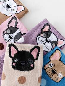 5双装儿童狗狗波点印花中筒袜，透气、趣味、舒适、时尚，适合派对、送礼和日常穿着，春夏款。 - 彩色 - 查看 6