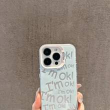 1 pieza funda de teléfono de moda de color azul claro con diseño tipográfico de mensaje de ánimo, ideal para chicas modernas. Material suave resistente al agua y a caídas. Compatible con Apple  11 Pro Max, 12 Pro Max, 13 Pro Max, 14 Pro Max, 15 Pro Max, 16 Plus, 16 Pro Max,  Galaxy S21, S22, S23, S24 Ultra, Redmi Note 13, 14,  Pura 70, OPPO Reno 11, Honor X9,  Pixel 7. - Blanco - Ver 4