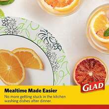 Glad - Platos de papel desechables impresos, 50 unidades de 10 pulgadas, platos de papel resistentes con hermoso diseño impreso, a prueba de remojo, 50 platos de papel cuadrados | Platos desechables,(Whimsical Floral 8.5" Plates - 50 Count) - Multicolor - Ver 5