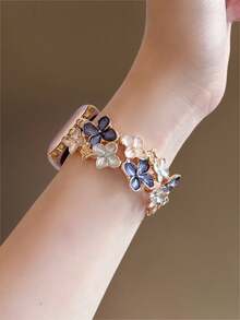 Chic Apple-Inspired Artistic Floral Doodle Stretch Bracelet With Freely Adjustable Sizing | Artistic & Playful Doodle Design, Compatible With Apple Watch Ultra/SE/Series 11/10/9/8/7/6/5/4/3/2/1 | Fits 38mm 40mm 41mm 42mm 44mm 45mm 46mm 49mm - 38/40/41mm (s10) 42mm - View 7