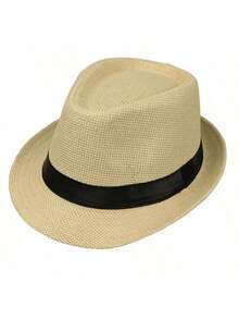 1pc Wide Brim Sun Hat For Men, Beach Hat, Straw Hat, UV Protection, Fashion & Versatile
