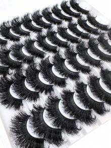 20 Pairs Russian Volume Lashes, Fluffy & Dramatic D-Curl Reusable Eyelashes, Long & Thick Natural Faux Mink Lashes, Multi-Layered Curly Lashes For Dramatic Party & Celebration Look