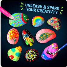 Kids Rock Painting Kit - Glow In The Dark - Christmas Gifts Arts & Crafts For Boys And Girls Ages 6-12 - Craft Activities Kits - Creative Art Toys For 6, 7, 8, 9, 10, 11 & 12 Year Old Kid - 藍色 - 查看 2