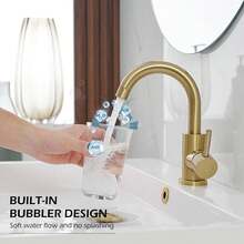 Modern Gold Double Outlet Bathroom Faucet - 360° Rotatable Spout, Easy Operation Splash-Proof Vanity Tap