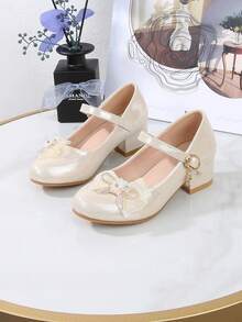 2026 New Campus/Ballet Princess Thick Sole High Heel Shoes For Teenagers, Suitable For All Seasons - Apricot - View 3