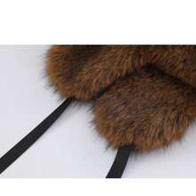 Winter Ushanka Russian Fur Hat For Men & Women - Fuzzy Fur Hat With Ear Flaps - Black and White - View 3