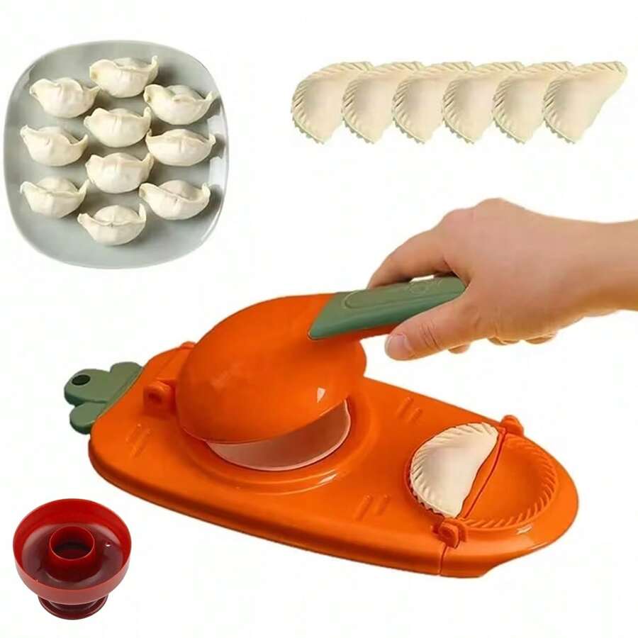 1. Doughnut Cake Mold, Doughnut Cake Mold, Hollow Cake, Bread Embossing Mold, Plus A Dumpling Mold, Doughnut Printing Cookie Mold, Cake Baking Tool, Two-In-One Dumpling Maker And Knife - Orange Plastic Manual Pierogi Mold With Filling Spoon - Quick And Easy Dumpling Making Tool