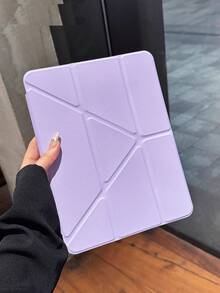 Funda protectora compatible con iPad de 10.ª generación, funda para iPad A16, soporte ajustable de múltiples pliegues, ranura integrada para lápiz, cubierta trasera de acrílico de alta transparencia resistente a arañazos y dobleces, personalizable DIY, activación/suspensión magnética automática/ahorro de energía, diseño minimalista/relajado/clásico, compatible con funda protectora para iPad Air de 11.ª generación - taro morado - Ver 11
