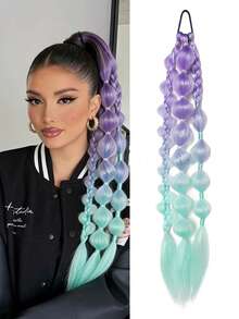 Synthetic Bubble Ponytail With Hair Tie Hair Accessories Elastic Rubber Bands Hairpiece For Women 1 Pc Colored Hair Extensions - Multicolor - View 13