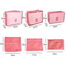 6 Pcs/Set Pink/Blue/Grey Travel Storage Bag Large Capacity Waterproof Luggage Clothing Underwear Storage Bag With Zipper - Xám - Xem 5