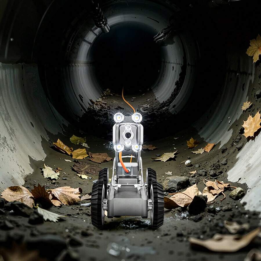 Sewer Pipe Inspection Robot, 394FT Pipeline Detection Crawling Robot With 2MP Front/Rear Cameras & Touchscreen Tablet, IP68 Plumbing Camera With Lights & Distance Counter For Industrial Pipes - 120m - View 1