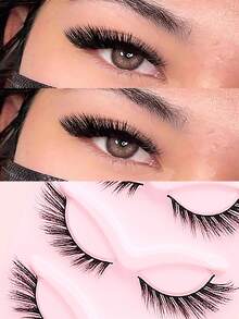 One-Piece Short Fox Spirit Shaped False Eyelashes, Densely Realistic Tail. Natural Daily European-Style False Eyelashes. European Cat Eye Fox Shaped Oblique Thick Natural One-Piece Black Eyelashes. Mature Lady Style. - Black - View 2