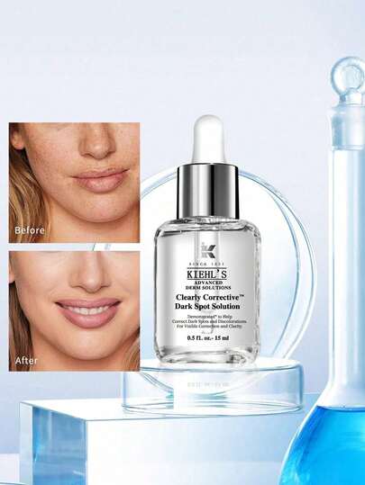  Kiehl's Clearly Corrective Dark Spot Solution - Reduces Discoloration And Acne Marks, Gentle Brightening Formula, Evens Skin Tone, 15ml Travel Size