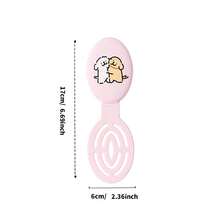 Miniso 1pc Foldable Comb & Mirror Set (Bone Comb Version) - Pink Cartoon Puppy Print Portable Makeup Grooming Tool - Pink - View 7