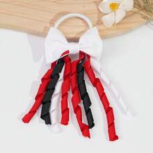 2pcs/Set Retro Bow Scrunchies - Curly Tassel Ribbon Headbands, Fashionable Valentine's Day Gift, Versatile For Date & Commute - Multicolor - View 7
