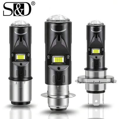 S&D H4 H6 Motorcycle LED Headlight BA20D P15D LED Bulb Super Bright 12000LM High Lo Beam Fog Light With Lens For Motorbike Light 12V