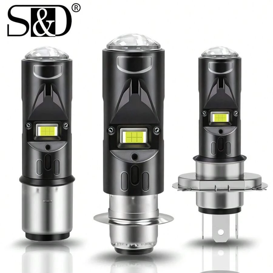 S&D H4 H6 Motorcycle LED Headlight BA20D P15D LED Bulb Super Bright 12000LM High Lo Beam Fog Light With Lens For Motorbike Light 12V - White - View 1