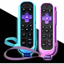 2Pack Cover For Roku Voice Remote Pro (2nd Edition), Case Compatible With Hisense TV Controller, Silicone Sleeve For  Smart TV Control Holder Glow In The Dark Purple Blue - Purple and Blue - View 1