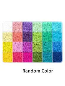 Bộ dụng cụ làm trang sức gồm 1800/11200/22400 hạt cườm thủy tinh 2mm để làm vòng tay, vòng cổ, bông tai và các sản phẩm trang sức thủ công khác (màu ngẫu nhiên). - Nhiều màu - Xem 8