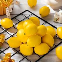 2/4/6pcs Artificial Lemons, Fake Lemons, Yellow Faux Lemons, Home Decor, Store Window Display, Fruit Bowl Decor, Kitchen, Dining Room, Tabletop, Party Decoration - Yellow - View 7