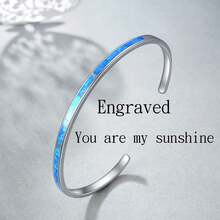 Women Accessory Sets - Blue Opal Bracelet Engraved 'I Love You' - View 2