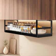 Organizador De Estante De Cocina Extensible Para Gabinete Almacenamiento De Especias Cajón Colgante Debajo Del Estante Para Oficina Baño Armario Negro - negro - Ver 4