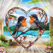 1pc, Christmas Bird Suncatcher, 12*12 Acrylic Bird Suncatcher For Window Decor, Multifunctional Home Decor, Office, School, Club, Bar, Cafe, Library, Living Room, Bedroom, Garden, Porch, Garage, Gift For Mom, Bird Lover - Multicolor - View 6