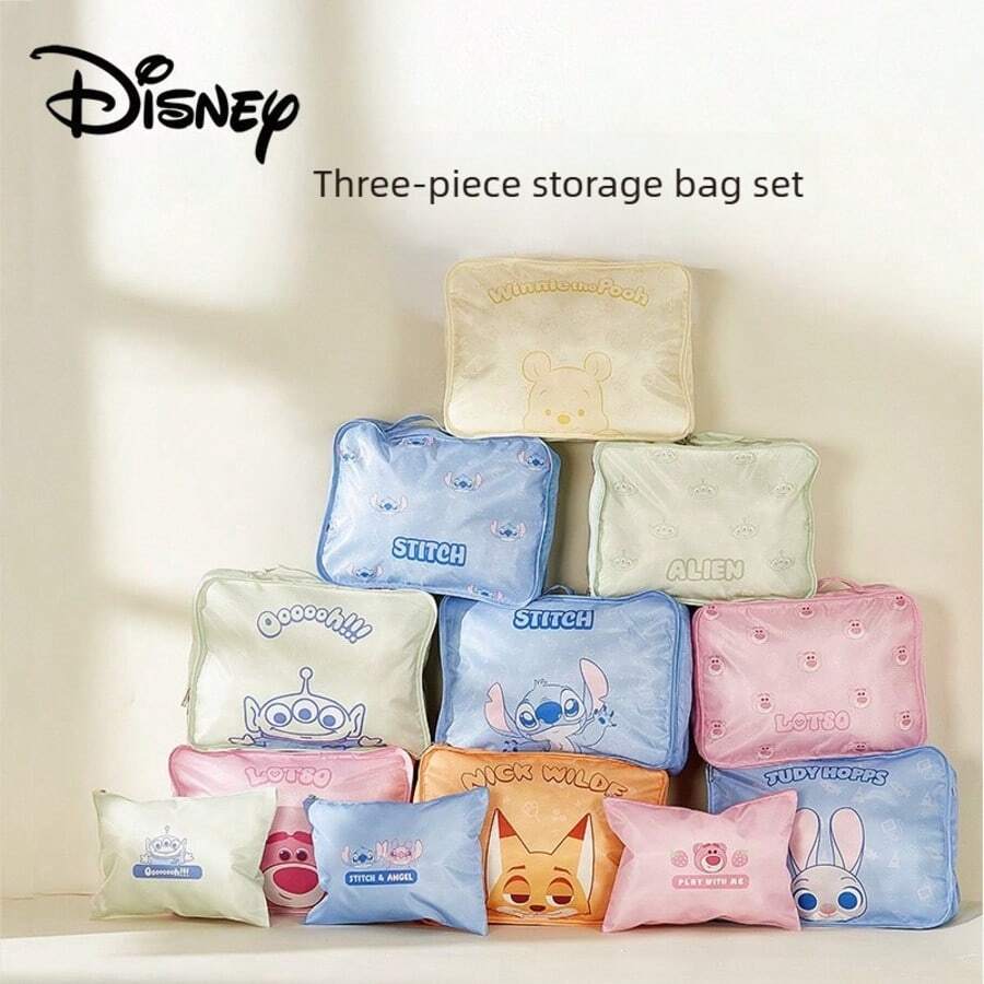 Disney's Zootopia Cute Cartoon Portable Travel Storage Bag Judy & Sid Handbag Makeup Bag Toilet Bag Storage Bag Set Of Three With Zipper Travel Bag Garment Bag Waterproof Bag Storage Bags Clothes Organizer Clothes Storage Clothes Bag Packing Cubes Travel Essentials Travel Organizer - Multicolor - View 1