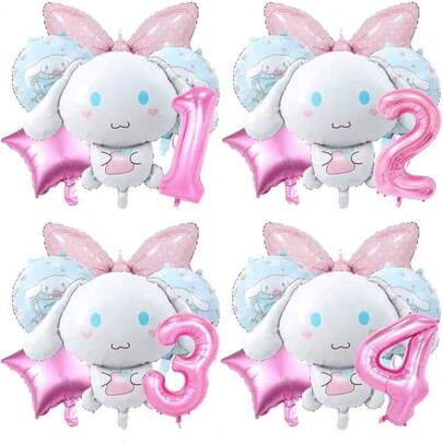  Sanrio 6PCS Sanrio Number Balloon Set Cinnamoroll Cartoon Anime Style Party Number Balloon Big Set Cinnamoroll Suitable For Party Use Cinnamoroll Cartoon Cute Character Surrounding Party Atmosphere Balloon