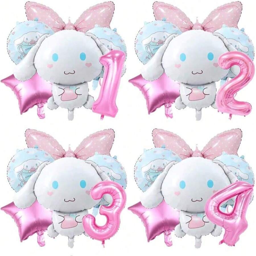 Sanrio 6PCS Sanrio Number Balloon Set Cinnamoroll Cartoon Anime Style Party Number Balloon Big Set Cinnamoroll Suitable For Party Use Cinnamoroll Cartoon Cute Character Surrounding Party Atmosphere Balloon