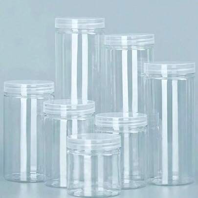 1pc Plastic Transparent Airtight Canister, Grains & Cereals Moisture-Proof Storage Jar, Kitchen Organization Box, Household Storage Bottle