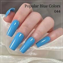 Bright Sky Blue Gel Nail Polish 7.5ml - Light Cyan Soak Off UV/LED Gel Varnish, High Gloss Summer Color For Beach Vacation Manicure (No.044) - 天藍色 - 查看 4