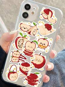 50pcs Cartoon Cute Apple Sticker Funny Aesthetic Graffiti Decals For Laptop Luggage Scrapbook Stationery Diary Phone Sticker - Multicolor - View 8