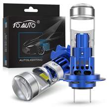 TOAUTO 2个H7 LED透镜汽车大灯灯泡 CSP 3570投影透镜 1:1 6500K Canbus 汽车 70W 20000LM 汽车雾灯汽车灯 - H7 - 查看 9