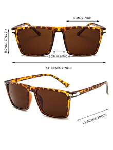 نظارة رجالية بإطار مربع من البلاستيك بطبعة نمر عتيقة للموضة الشارعية - متعدد الألوان - مشاهدة 4