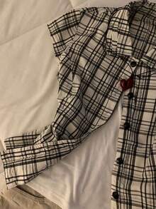 女士复古休闲修身格子衬衫，夏季 - 彩色 - 查看 3