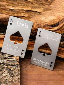 10pcs Customized Spade A Credit Card, Creative Poker Shaped Stainless Steel Household Tool Bottle Opener, Spade Bottle Opener, Customizable Text, Stainless Steel Can Opener, Elegant Black And White Design, Suitable For Parties, Weddings, Holidays, Ideal For Bar Activities, Christmas, Birthday, Father's Day, Valentine's Day Gifts, Smooth Metal Appearance, Metal Structure, Household Items, Business Office Supplies ,Forever Love, Wall Decor - Multicolor - View 4