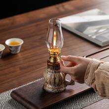1pc Vintage Decorative Oil Lamp, Ceramic Base, Handle Design, Outdoor Oil Lamp, Suitable For Home Decor, Outdoor Lighting, Holiday Gift
