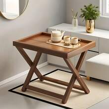 便携式咖啡桌，桌面及抛光框架 - 节省空间的折叠设计，紧凑型桌面，适合室内/室外使用，现代波西米亚风格，是小型公寓、阳台、露台、客厅的理想之选 - 采用耐用材料制成 - 彩色 - 查看 9