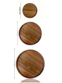 1 pieza Bandeja decorativa circular de madera, soporte para velas estilo rústico, bandeja de servir de madera para todo el año para encimera de cocina, decoración del hogar, almacenamiento de maquillaje y baño, disponible en 3 tamaños: 13cm, 20cm, 25cm - Marrón - Ver 11