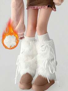 1Pair Solid Color Warm Fluffy Leg Fuzzy Leg Warmers , Plush Soft Furry Winter Warmers For Daily Wearing And Outings, Ins Style, Y2K Style, Suitable For Fall&Winter - Nhiều màu - Xem 7