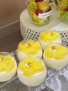 5个透明塑料甜点杯，迷你塑料冷冻蛋糕开胃菜杯，透明小杯，派对四人份甜点盛放杯，适用于婚礼、情人节水果慕斯和冰淇淋品尝派对样品